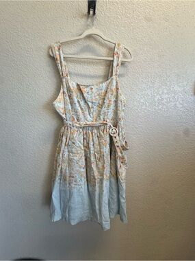 Peter Som Light Blue and Pastel Floral Midi Dress